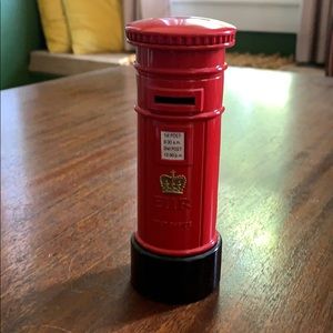 Metal British post box piggy bank